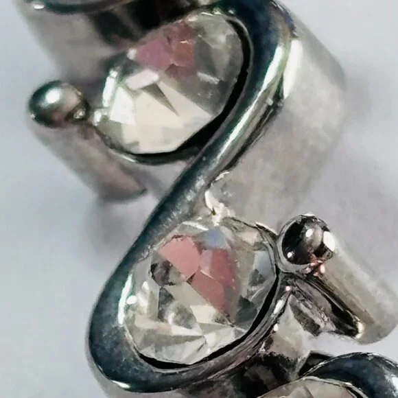 Silver Tone Clear Crystal S Wave Tennis Bracelet 7.5” - Picture 4 of 12